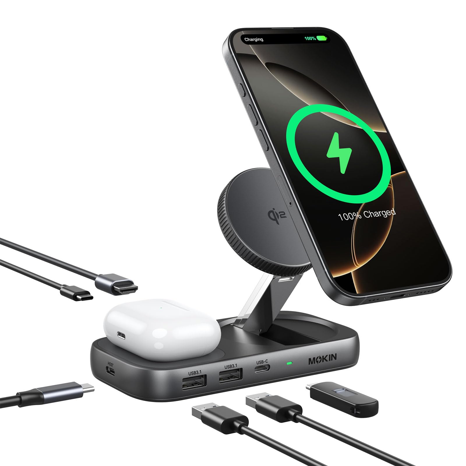 Amazon.com: MOKiN USB C Hub 15W Wireless Charger, Qi2 Certified